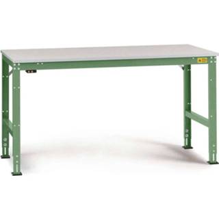 👉 Manuflex LU4006.6011 ESD-werktafel universele standaard achtergrond tafel met kunststof plaat, bxdxh = 1000 x 600 x 766-876 mm Reseda groen (RAL 9010)