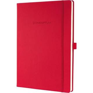 👉 Notitieboek Conceptum, Hardcover, mooie Softwave-oppervlakte, red, gelinieerd, genummerde pagina's, inhoudsopgave, sluiting d.m.v. elastiek, lus voor pen, 194 pag., 80 g, 213x295x2