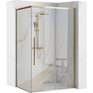 👉 Douchecabine goud glans REA Solar Gold met schuifdeur 90 x 195 cm. - 6 mm 5902557355839