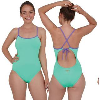 👉 Badpak groen paars polyester s vrouwen Speedo Solid dames groen/paars mt 5053744503561