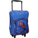 👉 Marvel Spiderman handbagage reiskoffer/trolley blauw 35 cm voor kinderen - Reistassen op wielen voor jongens
