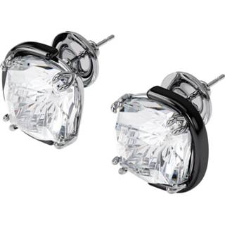 👉 Oorbel zilverkleurig zwart wit One Size array Swarovski 5600943 Oorbellen Harmonia Cushion zilverkleurig-zwart-wit 18 mm 9009656009437