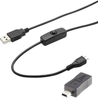 👉 Zwart Renkforce USB 2.0 Aansluitkabel [1x USB-A stekker - 1x Mini-USB B stekker] 1.50 m Incl. aan/uitschakelaar 2050004813357