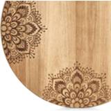👉 1x Ronde houten snijplanken met mandala print 27 cm - Zeller - Keukenbenodigdheden - Kookbenodigdheden - Snijplanken/serveerplanken - Houten serveerborden - Snijplanken van hout