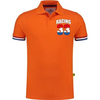 👉 Polo shirt katoen active mannen oranje Racing 33 autocoureur / autosport supporter met logo op borst luxe kwaliteit - 200 gram voor heren