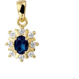👉 Hanger saffier diamant vrouwen bedel active Geelgouden en 0.152 ct. halo 4002263 8718834184811