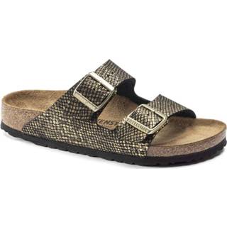 👉 Zwart leer vrouwen goud Birkenstock Arizona mf shiny python black (narrow) 4061416446901