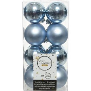 👉 Kerstbal blauwe blauw kunststof glans plastic 48x Lichtblauwe kerstballen 4 cm - Mat/glans Onbreekbare Kerstboomversiering lichtblauw 8720276760348