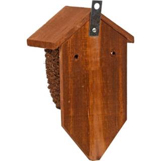 👉 Houten vogelhuisje/nestbuidel kokos 26 cm - Vogelhuisjes tuindecoraties - Winterkoning nestje