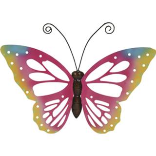 👉 Roze Grote vlinders/muurvlinders 51 x 38 cm tuindecoratie