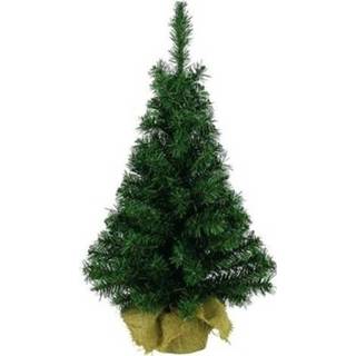 👉 Groene kunst kerstboom 90 cm inclusief gekleurde kerstverlichting