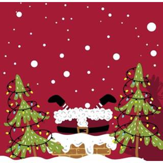 👉 Kerstservet rood papieren One Size 40x Kerst servetten met kerstman 33 x cm - Kerstdiner tafeldecoratie versieringen wegwerpservetten 3-laags 8720276706063
