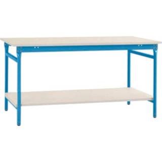 👉 Bijzet tafel waterblauw mannen Manuflex BB5207.5021 Compleet bijzettafel basis stationair met kunststof plaat + legplank, bxdxh: 750 x 500 780 mm 4045916193084