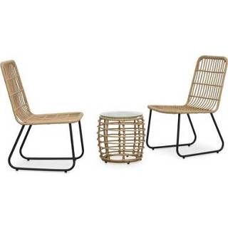 👉 Poly rattan bruin VidaXL 3-delige Bistroset eikenkleurig 8719883784151