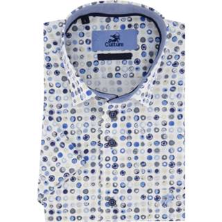 👉 Overhemd korte mouw wit blauw Culture Print (215250 - 33) 8718752530653