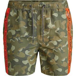 Jack && Jones tape AOP logo camo zwemshort groen - S