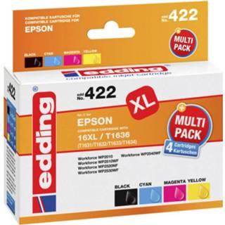👉 Magenta cyaan geel zwart Edding Cartridge Compatibel 4-pack Zwart, cyaan, magenta, 18-422 4043023652418