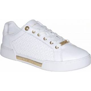 👉 Lage sneakers rubber polyester gouden damesschoenen wit vrouwen Tommy Hilfiger Artikelnummer FW0FW05549 lederen sneaker met TH monogram en details