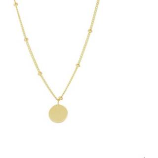 👉 Halsketting gouden active Collier met Schakels, Bolletjes en Ronde Graveer Hanger | Geboortebloem