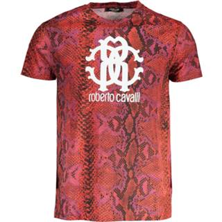 👉 Short sleeve katoen XXL t-shirts male rood Roberto Cavalli Hsh02t 8058044836767