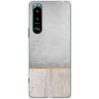 Sony Xperia 5III Bumper Hoesje Wood Concrete Bumper hoesje Sony Xperia 5III Wood Concrete 8720632991454