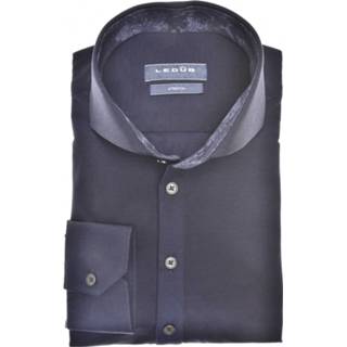 👉 Overhemd mannen donkerblauw katoen Ledub stretch navy Modern Fit