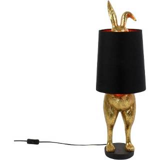 👉 Tafellamp zwart goud polyresin active Hiding Bunny Gold Black 4030673504341