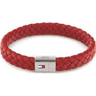 👉 Gevlochten armband rood leer active mannen Tommy Hilfiger Leren voor Heren 7613272435888