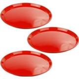 👉 Rond dienblad rood kunststof Set van 3x stuks dienblad/serveerblad 34 cm