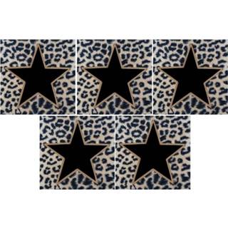 👉 Servet zwart gouden papieren One Size meerkleurig 100x Panterprint servetten met zwart/gouden ster 33 x cm -Tafeldecoratie versieringen - wegwerpservetten 3-laags 8720147641196