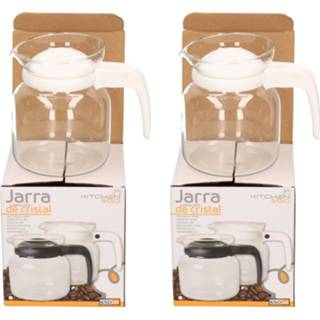 👉 Handvat witte 2x stuks thee/koffie pot met deksel en 0,65 liter