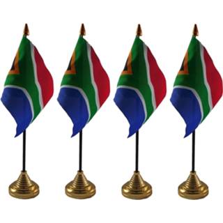 👉 Tafelvlag 4x stuks zuid Afrika tafelvlaggetjes 10 x 15 cm met standaard