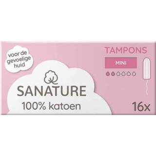 👉 Tampon katoen Sanature - Tampons Mini 100% 16 stuks 8717677380503