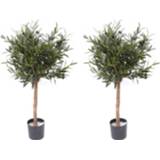 👉 Kunstplant 2x stuks olijf bolboom 75 cm