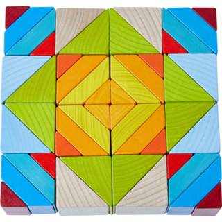 👉 Houten blok hout One Size meerkleurig Haba compositiespel blokkenmozaïek 3-D junior 48 blokken 4010168250465