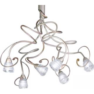 👉 Hang lamp glas a++ zilver Sierlijke hanglamp Medusa, 6-lichts