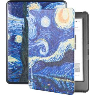 👉 Bookcover flip hoes blauw Lunso - sleepcover Kobo Glo / HD Touch 2.0 (6 inch) Van Gogh De Sterrennacht 8720572143562