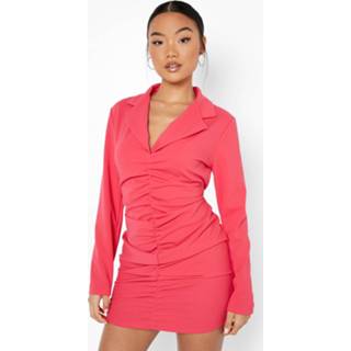 Petite Geplooide Blazer Jurk, Raspberry