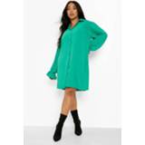 👉 Plus Geweven Blouse Jurk, Green