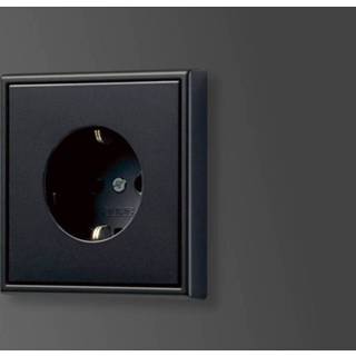 👉 Stopcontact zwart JUNG LS990 mat grafiet design jaren 60 nu in een mooie nieuwe kleur excl afdekraam 4011377186460