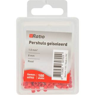 Adereindhuls rood Adereindhulzen geisoleerd 1.00mm 8.0 mm 100 stuks in doosje 8715063607029