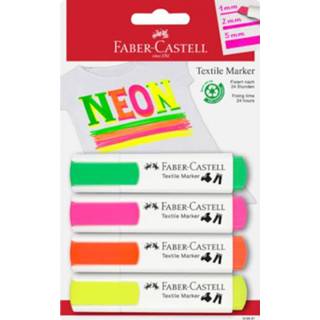 👉 Geel unisex schrijfwaren roze geen personage Faber Castell textielmarkers Neon 1 - 2 5 mm 4 stuks 4005401595915