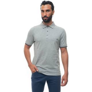 👉 Short sleeve s male grijs polo shirt