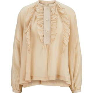 👉 Vrouwen beige Oversized-Bluse mit Plastron