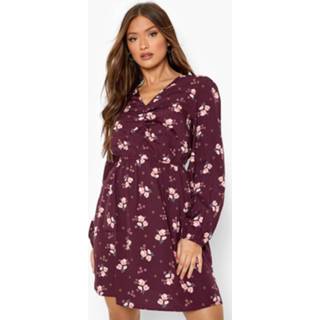 👉 Bloemen Skater Jurk Met Strik, Berry