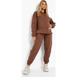 👉 Zwangerschap Gerecyclede Over The Bump Joggingbroek, Chocolate
