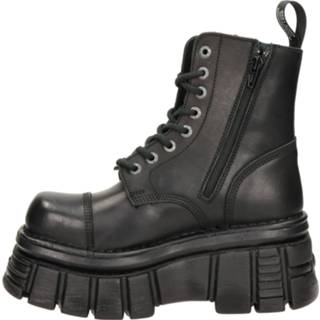 👉 Veterboots glad leer vrouwen zwart New Rock Mili083 - S21 Tow 8720251375772