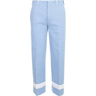 👉 Vrouwen blauw Elastic Pants W/Lapel