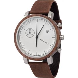 👉 Horloge One Size no color Kerbholz 4251240403960 Staal/Hout/Leder Fritz Walnut-Tobacco 46 mm