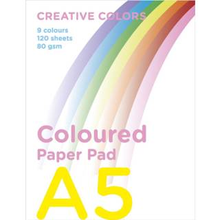 👉 Gekleurd papier a5 stuks active - 9 kleuren 120 vellen 80gr 7320188028201